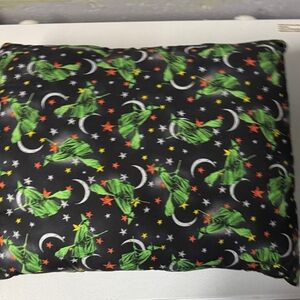Black Pillow with Green Alien Print
